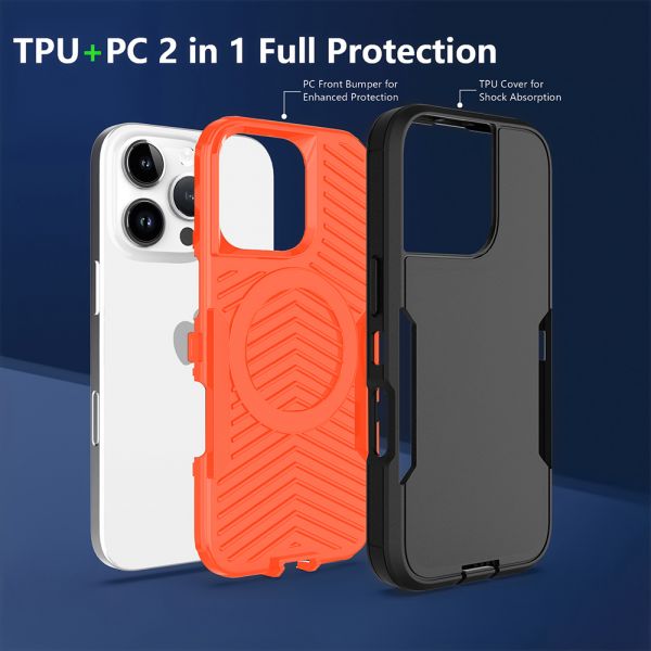 Cube® - Apple iPhone 16 Pro Max (6.9) - Black Heavy Duty Rugged Cover PC with Soft Orange TPU Protective Bumper in Cube Retail Box (1103059) (MSRP 39.99)