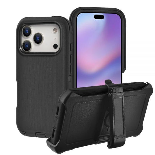 Cube® - Apple iPhone 17 Pro (6.3) - Tough Pro Case with Holster Clip - Black PC Hard Cover with Soft Black TPU Bumper In Premium Box Packaging (1103261) (MSRP $69.99)
