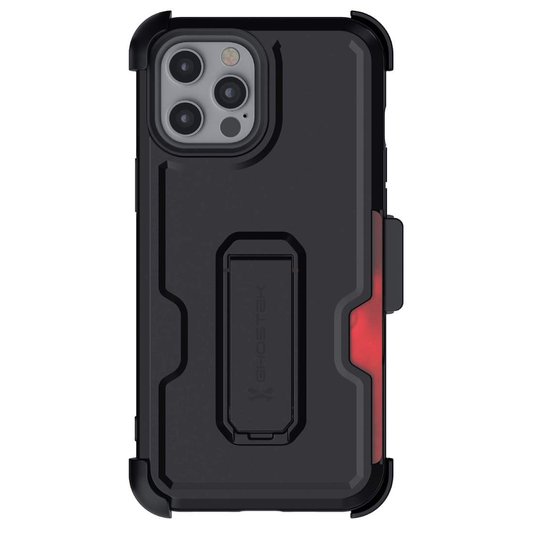 Apple iPhone 12 Pro Max Ghostek Belt Clip Holster Phone Case w/Kickstand and Card Holder - Matte Black (1101718)