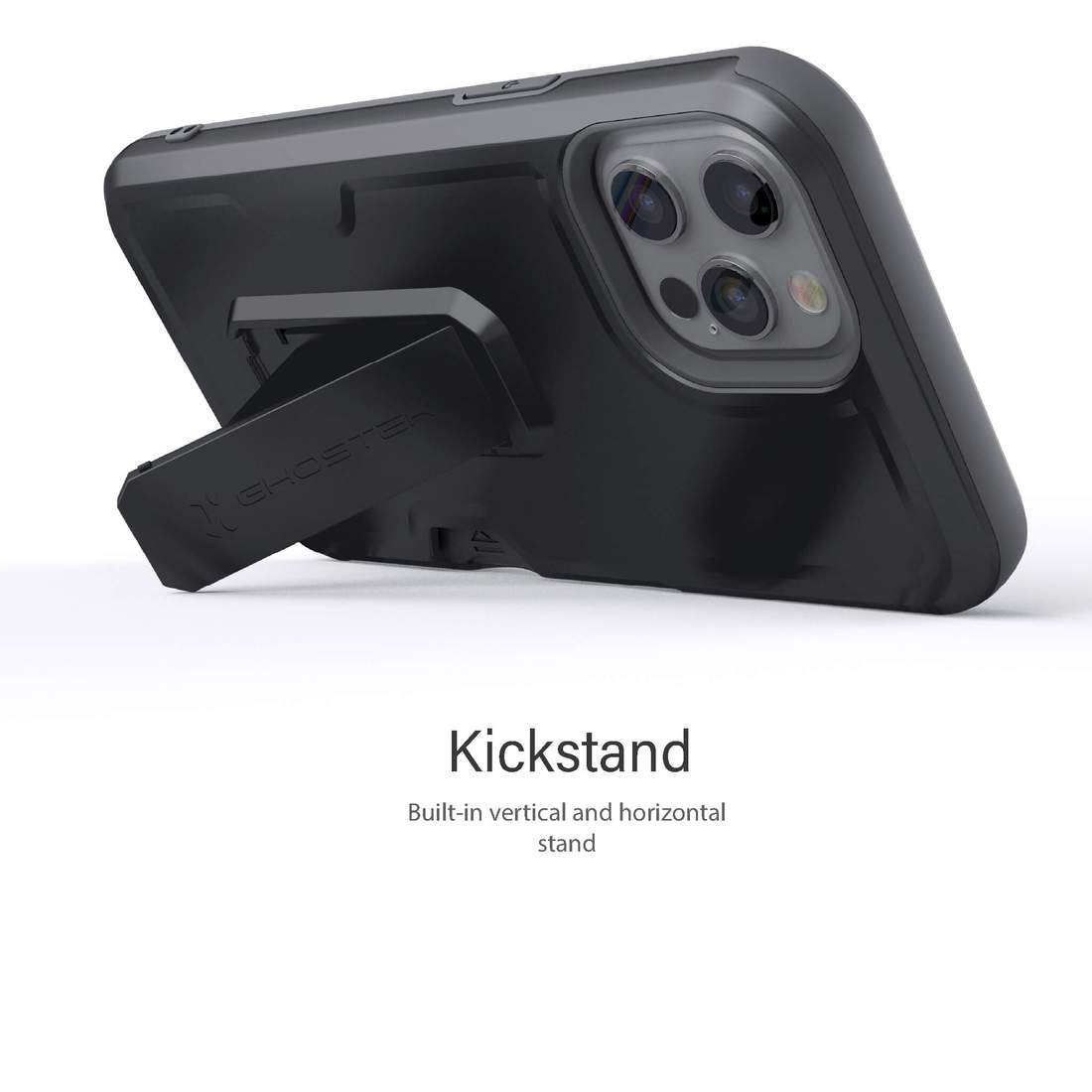Apple iPhone 12 Pro Max Ghostek Belt Clip Holster Phone Case w/Kickstand and Card Holder - Matte Black (1101718)