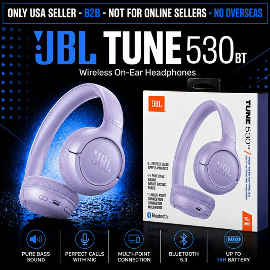 JBL TUNE 530BT WIRELESS ON-EAR HEADPHONES - PURPLE( 1107952) (MSRP $69.99)