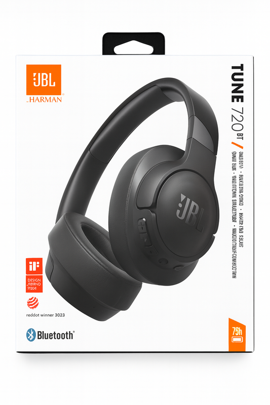 JBL Tune 720BT - Wireless Over-Ear Headphones with JBL Pure Bass Sound, Bluetooth 5.3, Up to 76H Battery Life and Speed Charge, Lightweight, Comfortable and Foldable Design (Black) ( 1103394) (MSRP $89.99)