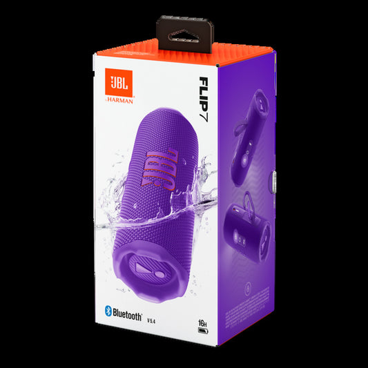 JBL Flip 7 - Portable Waterproof and Drop-Proof Speaker, Bold Pro Sound with AI Sound Boost, 16Hrs of Playtime, and PushLock System PURPLE (1108253)(MSRP $159.99)