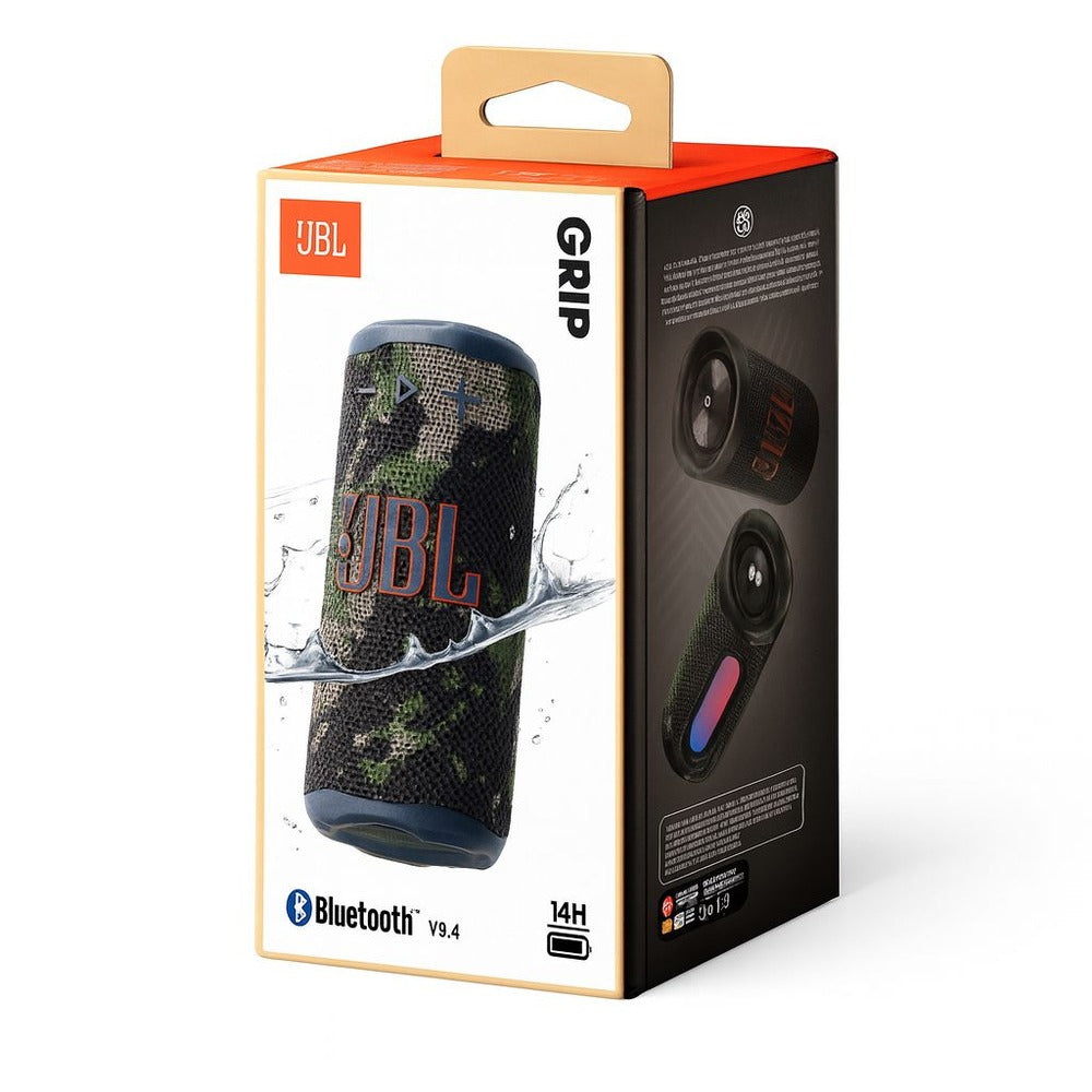 JBL Grip - Compact Bluetooth Speaker with Bold JBL Pro Sound and Ambient Light, up to 14 Hours of Playtime, Water, Dust and Drop-Proof (IP68), & Multi-Speaker Connection (CAMOUFLAGE)  ( 1107486) (MSRP $159.99)