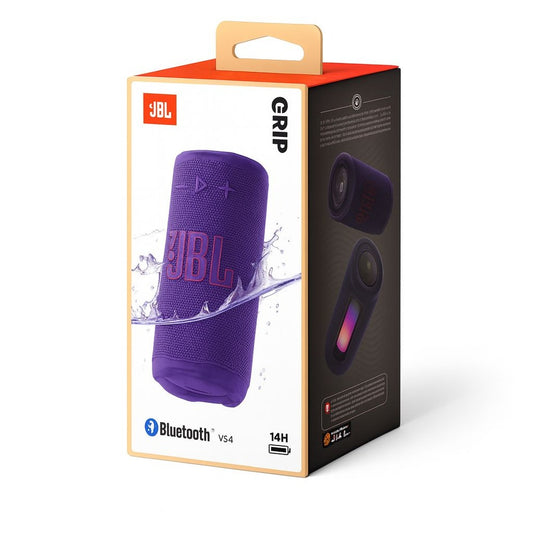 JBL Grip - Compact Bluetooth Speaker with Bold JBL Pro Sound and Ambient Light, up to 14 Hours of Playtime, Water, Dust and Drop-Proof (IP68), & Multi-Speaker Connection (PURPLE)  ( 1107487) (MSRP $159.99)