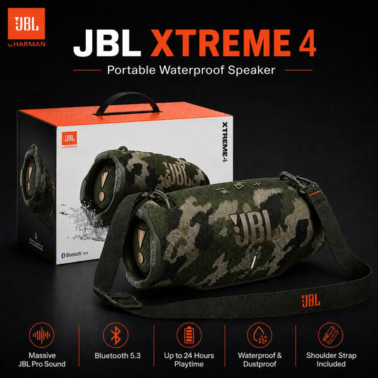 JBL Xtreme 4 Portable waterproof speaker with massive JBL Pro Sound and a convenient shoulder strap CAMO  (1107905) (MSRP $349.99)