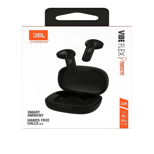 JBL Vibe Flex True Wireless Earbuds â€“ Bluetooth Earphones with Deep Bass Sound, IP54 Water & Dust Resistant, Long Battery Life, Voice Assistant Compatible, Open-Ear Design (NEW JBL RACK - JBL#1) ( 1103393) (MSRP $79.99)