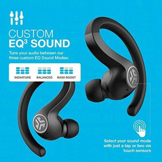 JLab JBuds Air Sport True Wireless Bluetooth Earbuds + Charging Case, Black, IP66 Sweat Resistance, Class 1 Bluetooth 5.0 Connection, 3 EQ Sound Settings JLab Signature, Balanced, Bass Boost  (1102925)