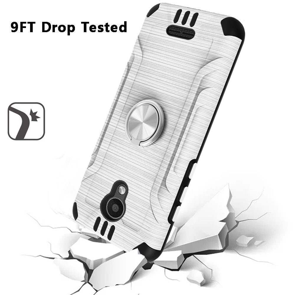 Cricket Debut 4G LTE 5.5inch, Cricket Vision 3 Strong Tough Magnetic Metallic Design Hybrid Cover Case - Silver/Black (1103494)