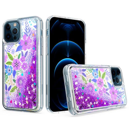 Apple iPhone XR Liquid Quicksand Glitter Cover Case - Colorful Flower Arrangement (1103022)
