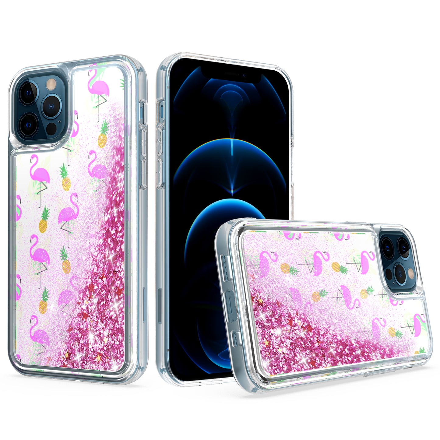Apple iPhone XR Liquid Quicksand Glitter Cover Case - Flamingo Pineapple Leaf (1103023)
