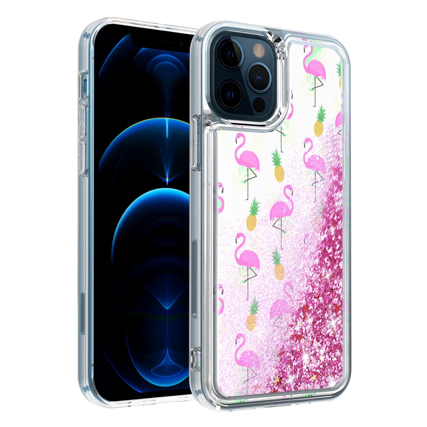Apple iPhone XR Liquid Quicksand Glitter Cover Case - Flamingo Pineapple Leaf (1103023)
