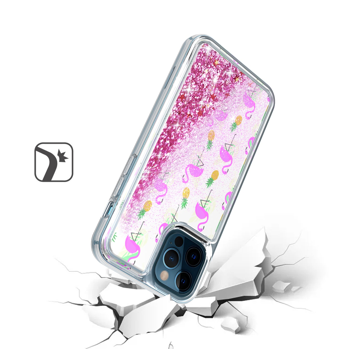 Apple iPhone XR Liquid Quicksand Glitter Cover Case - Flamingo Pineapple Leaf (1103023)