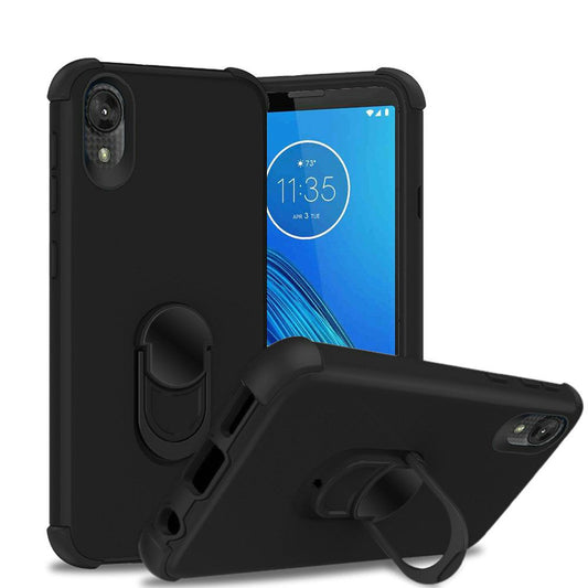 Samsung Galaxy A10e Ring Stand Hybrid w/ Raised Edges - Black/Black (9969)