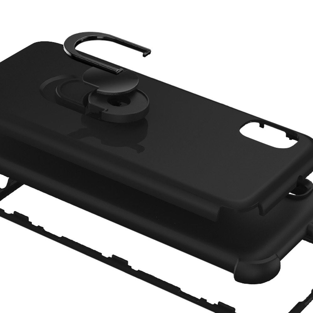 Samsung Galaxy A10e Ring Stand Hybrid w/ Raised Edges - Black/Black (9969)