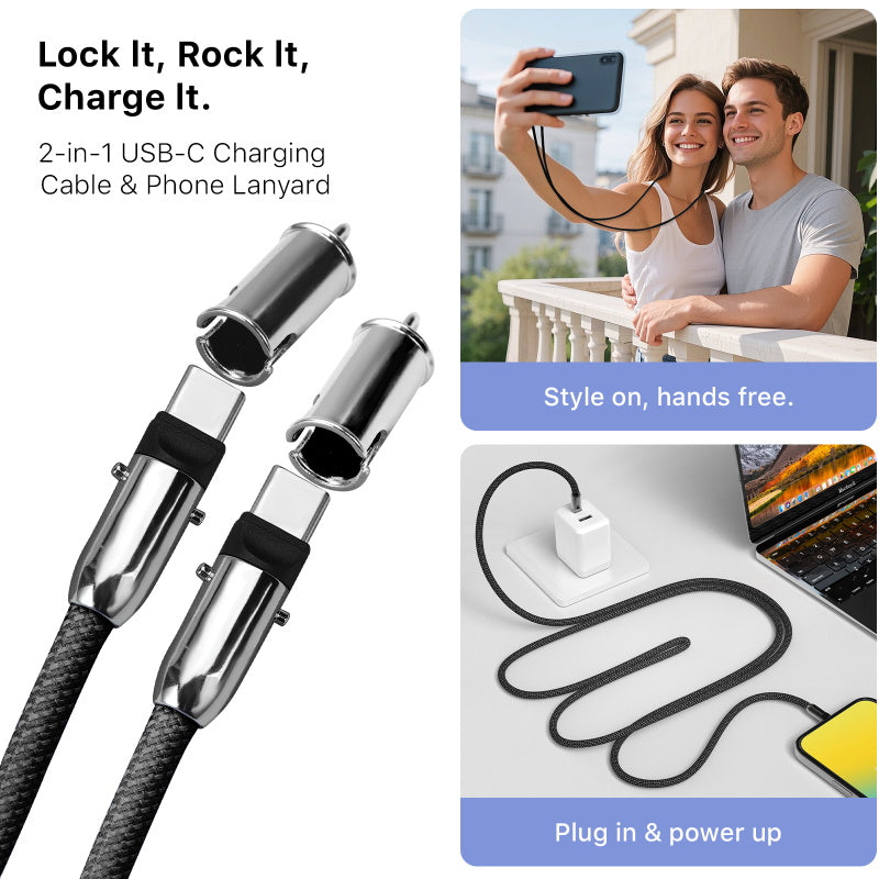 MyBat Tether Crossbody Strap + USB-C Charging Cable - 4FT - Black ( 1107722) (MSRP $39.99)