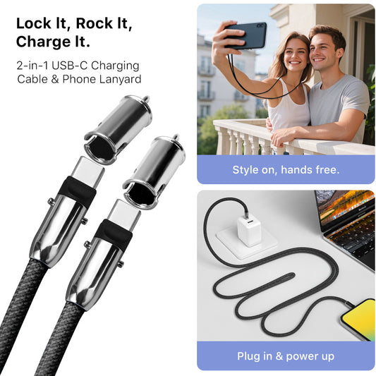 MyBat Tether Crossbody Strap + USB-C Charging Cable - 4FT - Black ( 1107722) (MSRP $39.99)