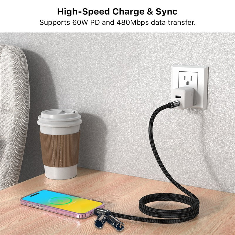 MyBat Tether Crossbody Strap + USB-C Charging Cable - 4FT - Black ( 1107722) (MSRP $39.99)