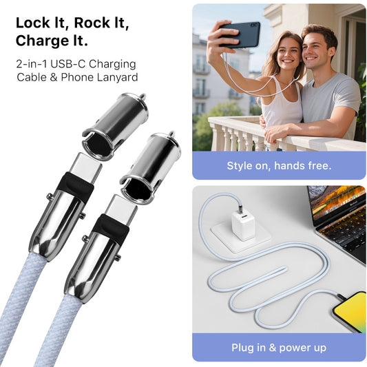 MyBat Tether Crossbody Strap + USB-C Charging Cable - 4FT - Blue ( 1107723) (MSRP $39.99)