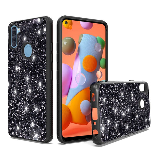 Samsung Galaxy A11 Sparkle Glitter Bling Case Cover - Black (110064)