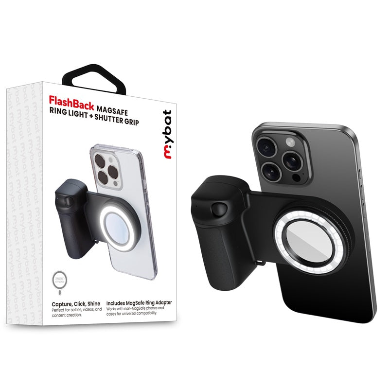 MyBat FlashBack MagSafe Ring Light + Shutter Grip - Black  ( 1103722) (MSRP $69.99)