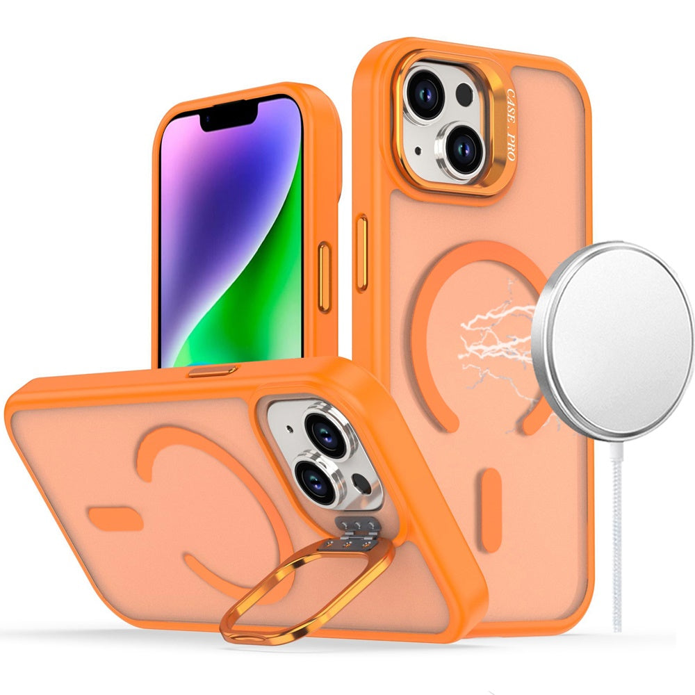 iPhone15/ 13/14 Magnetic Matte Camera Metallic Stand Hybrid Case - Cosmic Orange ( 1107803) (MSRP $49.99)