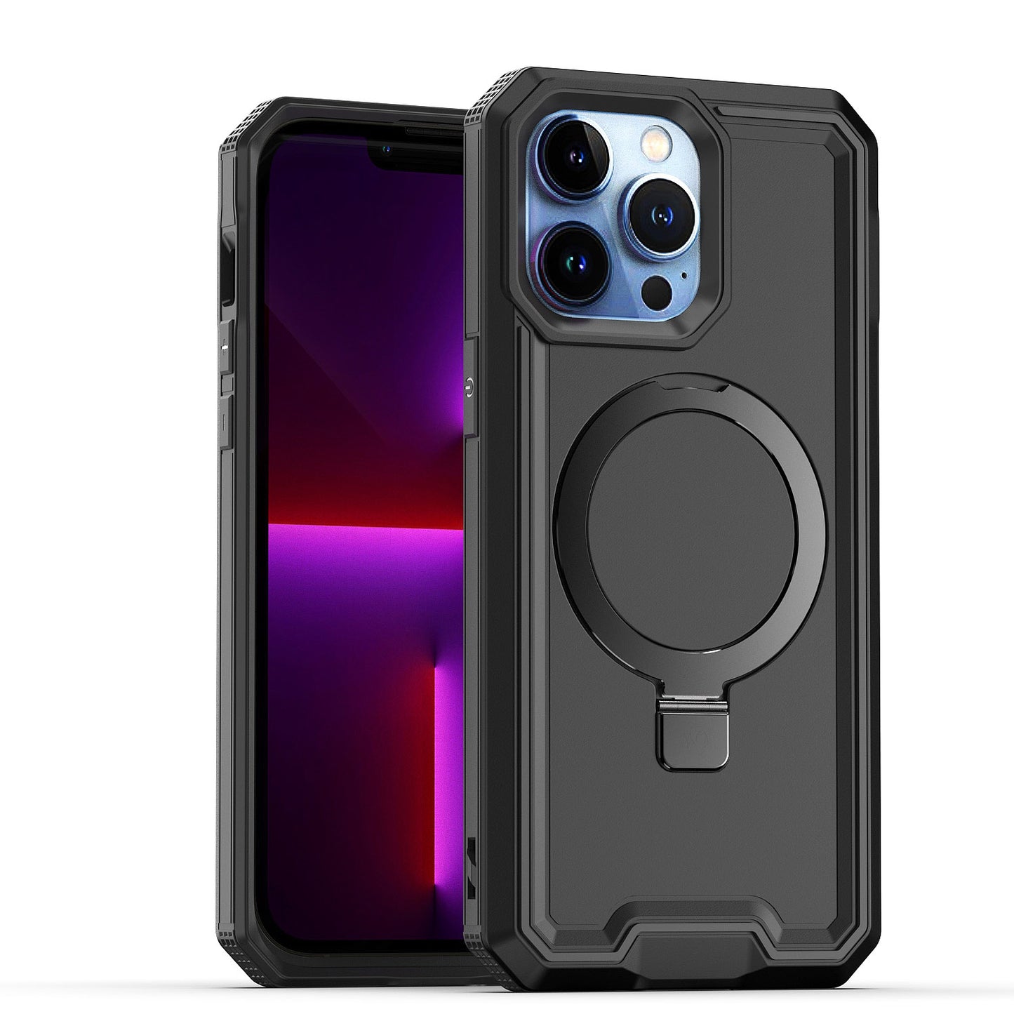 iPhone 15 Pro  Aligned [Magnetic Circle] Kickstand Tough Strong ShockProof Hybrid - Black (1106189)