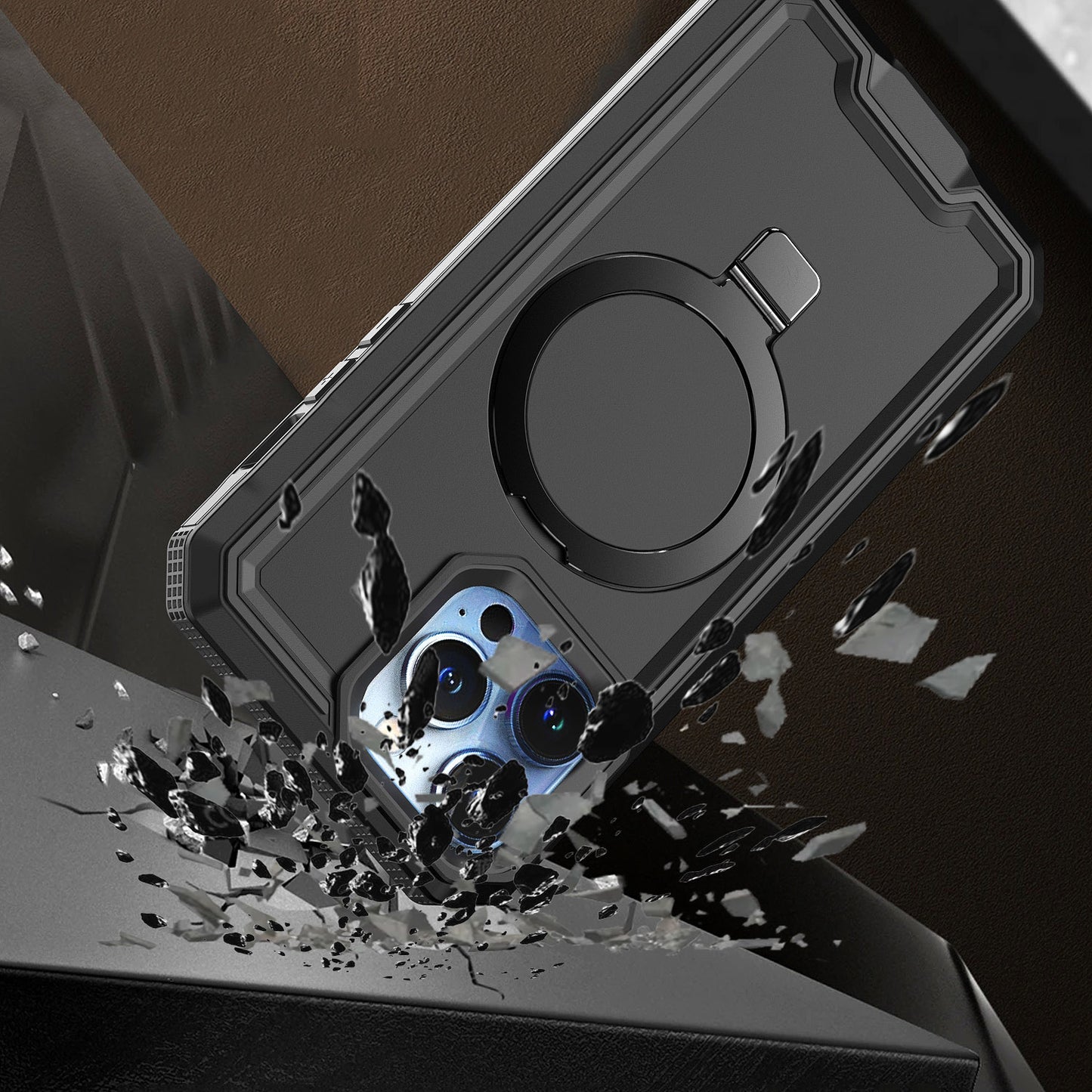 iPhone 15 Pro  Aligned [Magnetic Circle] Kickstand Tough Strong ShockProof Hybrid - Black (1106189)