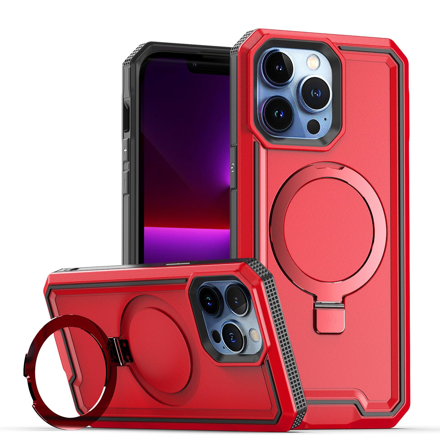 iPhone 15 Pro  Aligned [Magnetic Circle] Kickstand Tough Strong ShockProof Hybrid - Red (1106190)