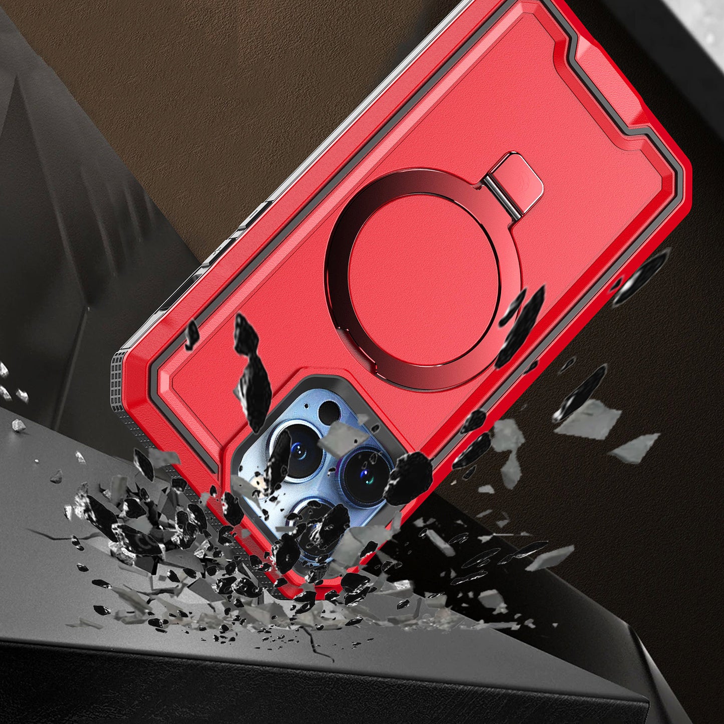 iPhone 15 Pro  Aligned [Magnetic Circle] Kickstand Tough Strong ShockProof Hybrid - Red (1106190)