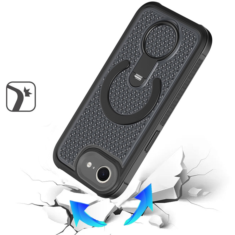 iPhone 17E / 16E  Magnetic Honeycomb Kickstand Hybrid Case - Black (1108277)(MSRP $49.99)