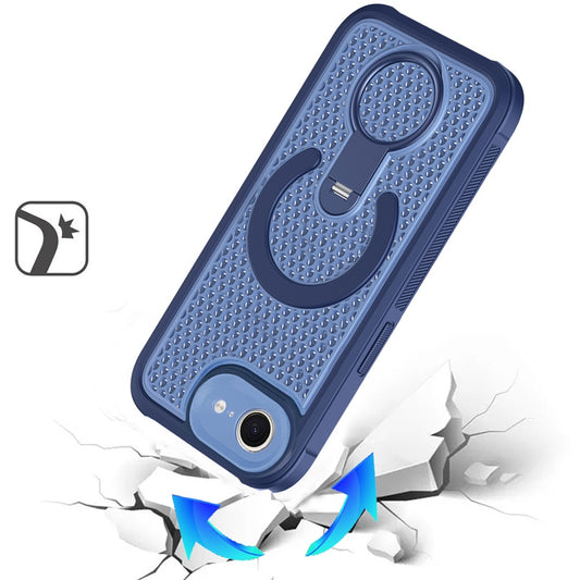 iPhone 17E / 16E  Magnetic Honeycomb Kickstand Hybrid Case - Blue (1108278)(MSRP $49.99)