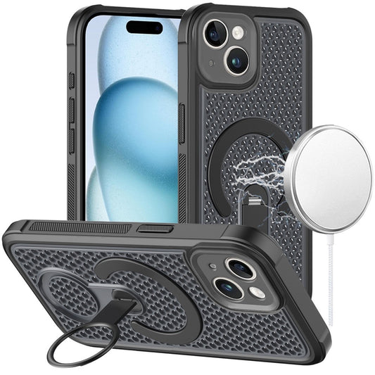 iPhone 15 Magnetic Honeycomb Kickstand Hybrid Case - Black ( 1108047) (MSRP $49.99)