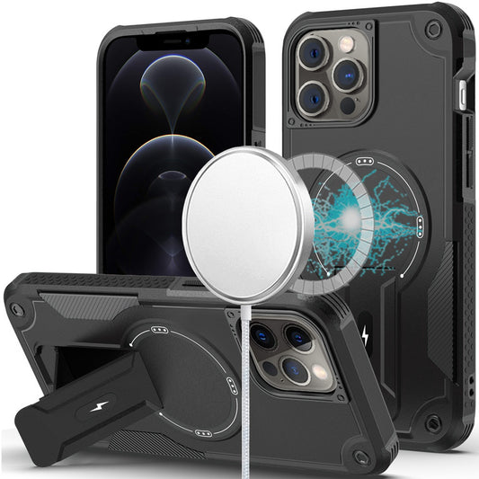 iPhone 12/12 PRO Sturdy Bracket Kickstand Magnetic Hybrid - Black (1107690)