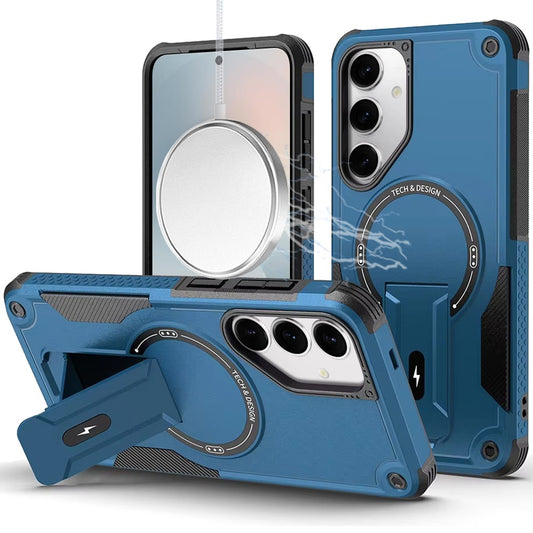 Samsung s25 FE Sturdy Bracket Kickstand Magnetic Hybrid - Blue ( 1103416) (MSRP $49.99) )