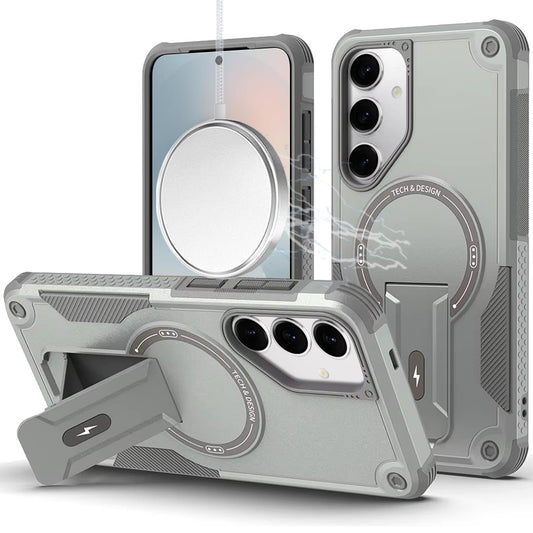 Samsung s25 FE Sturdy Bracket Kickstand Magnetic Hybrid - Grey ( 1103417) (MSRP $49.99) )