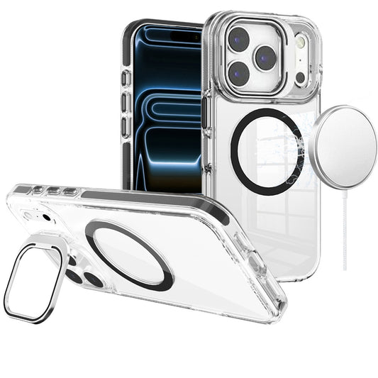 iPhone 17 Pro Camera Metallic Stand [Magnetic Circle] Transparent Colorful Matching Edged Tough Hybrid Case - Black (1103217) (MSRP $49.99)