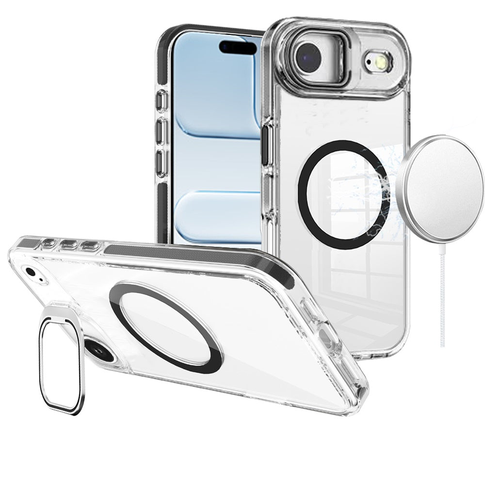 iPhone 17 Air Camera Metallic Stand [Magnetic Circle] Transparent Colorful Matching Edged Tough Hybrid Case - Black (1103216) (MSRP $49.99)