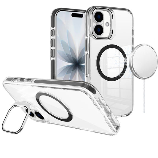 iPhone 17 Camera Metallic Stand [Magnetic Circle] Transparent Colorful Matching Edged Tough Hybrid Case - Black (1103215) (MSRP $49.99)