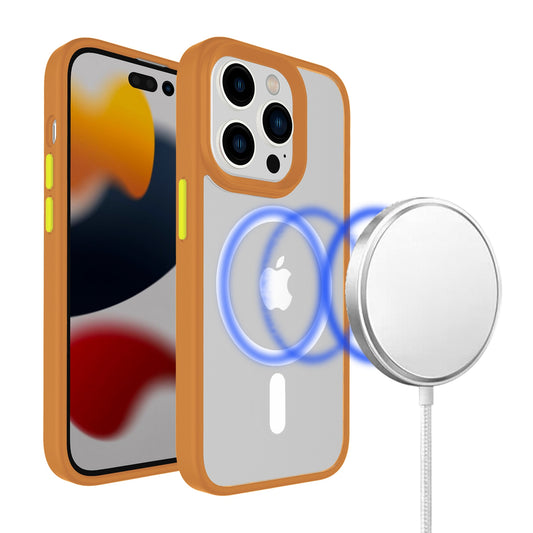 Apple iPhone 14 MAX 6.7" Core Magsafe Colorful Buttons Thick 2mm Hybrid Case Cover - Orange (1105188)
