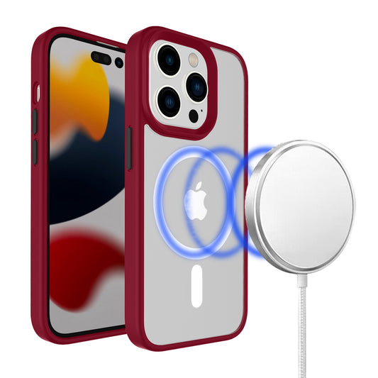 Apple iPhone 14 MAX 6.7" Core Magsafe Colorful Buttons Thick 2mm Hybrid Case Cover - Red (1105189)