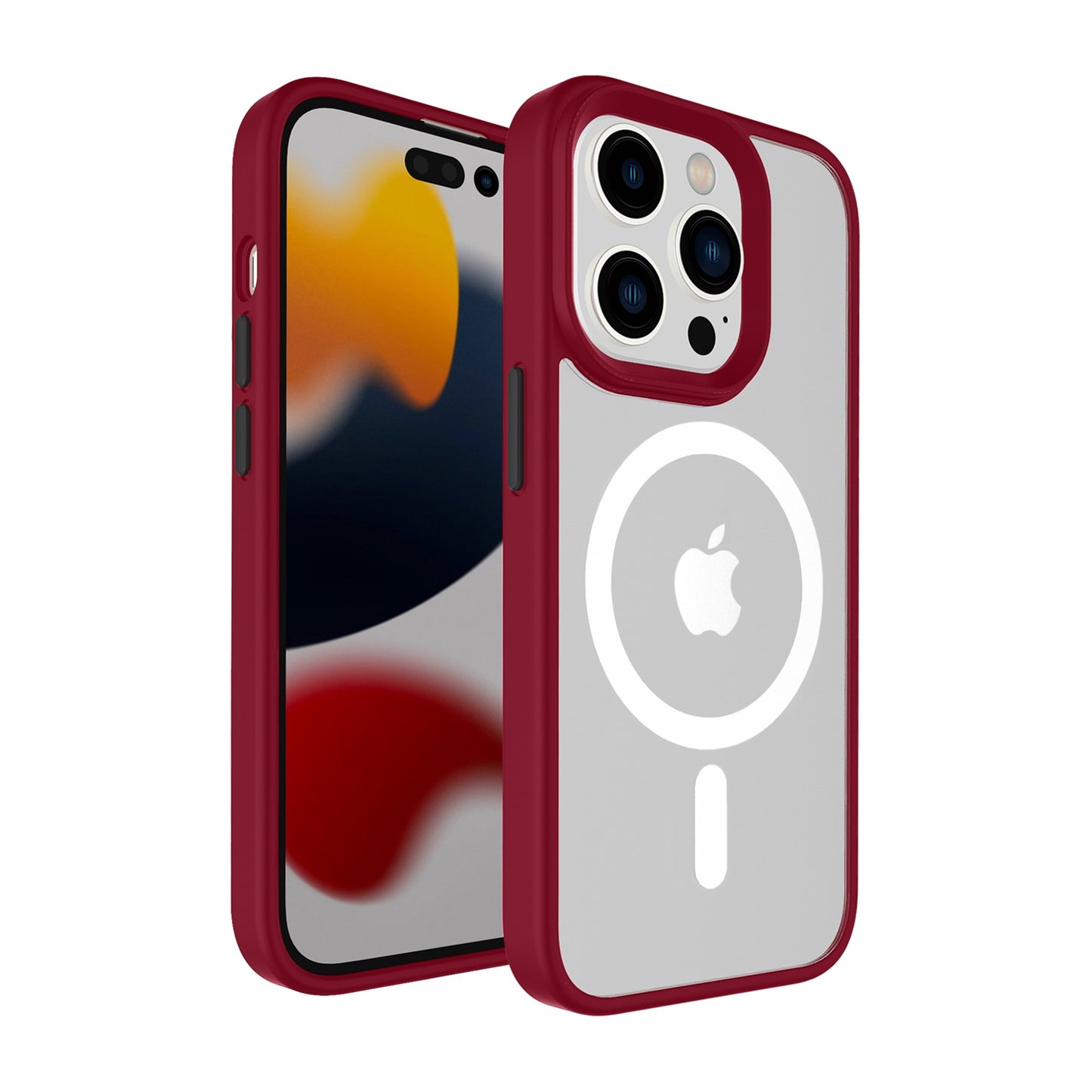 Apple iPhone 14 MAX 6.7" Core Magsafe Colorful Buttons Thick 2mm Hybrid Case Cover - Red (1105189)