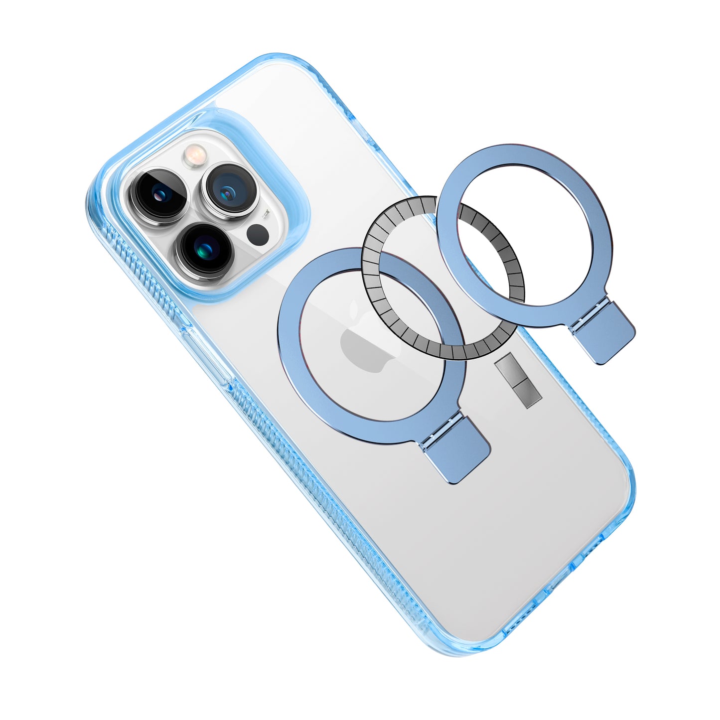 iPhone 15 Pro Dotted Edged Line Transparent HQ Magnetic Ring Stand Hybrid - Clear (1106097)
