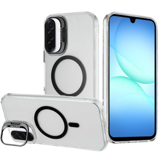 Samsung A17 5G / A16 5G Transparent HQ Hybrid with Metallic Camera Stand Magnetic Ring Case - Black (1107557)  (MSRP 59.99)