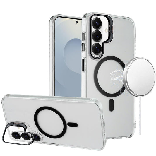 Samsung s26 Transparent HQ Hybrid with Metallic Camera Stand Magnetic Ring Case - Black ( 1107681) (MSRP $49.99)