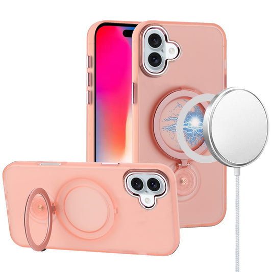 iPhone 16 6.1 inch Hoop Kickstand [Magnetic Circle] HD Transparent Chrome Hybrid - Pink  (11037779) ($39.99 MSRP)