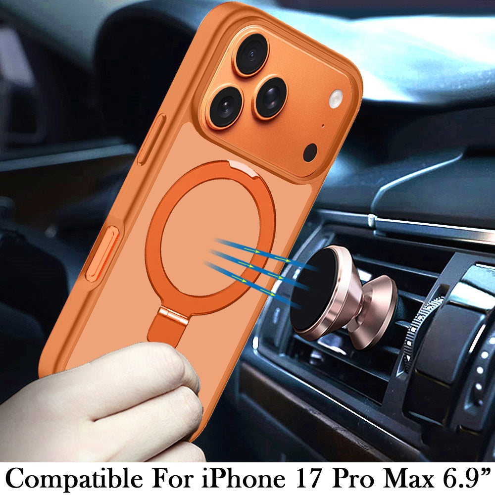 iPhone 17 Pro Max Magnetic Matching Ring Stand Full Rotation Matte Hybrid - Cosmic Orange ( 1107643) (MSRP $59.99)