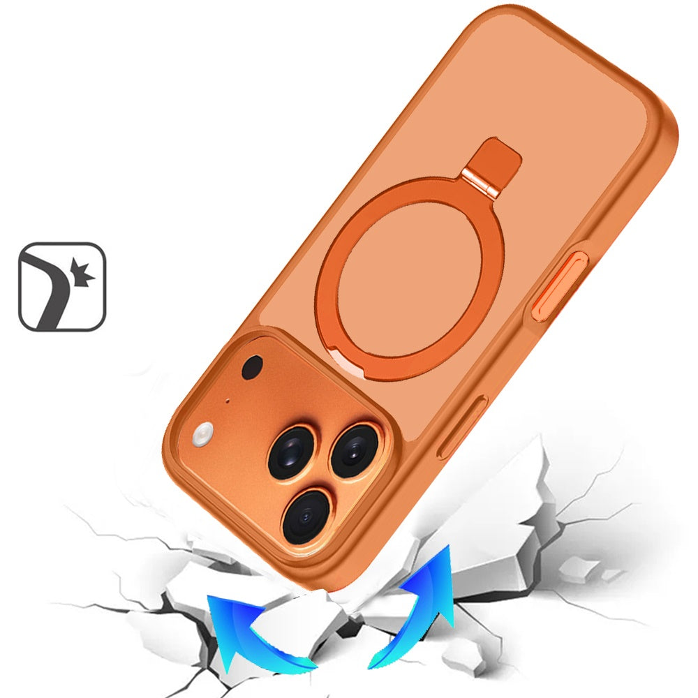 iPhone 17 Pro Max Magnetic Matching Ring Stand Full Rotation Matte Hybrid - Cosmic Orange ( 1107643) (MSRP $59.99)