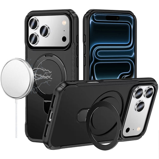 iPhone 17 Pro Max Matte Finish Simplified Magnetic Ring With Stand Hybrid Case - Black ( 1107757) (MSRP $59.99)