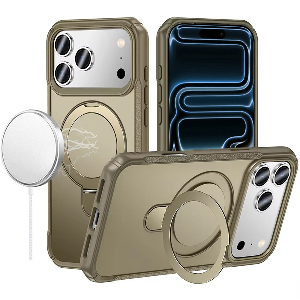 iPhone 17 Pro Max Matte Finish Simplified Magnetic Ring With Stand Hybrid Case - Khaki ( 1107758) (MSRP $59.99)